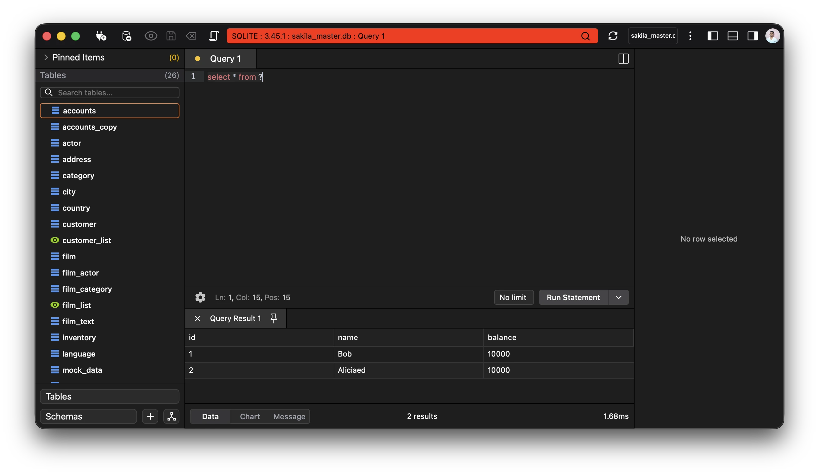 Params Substitution Query