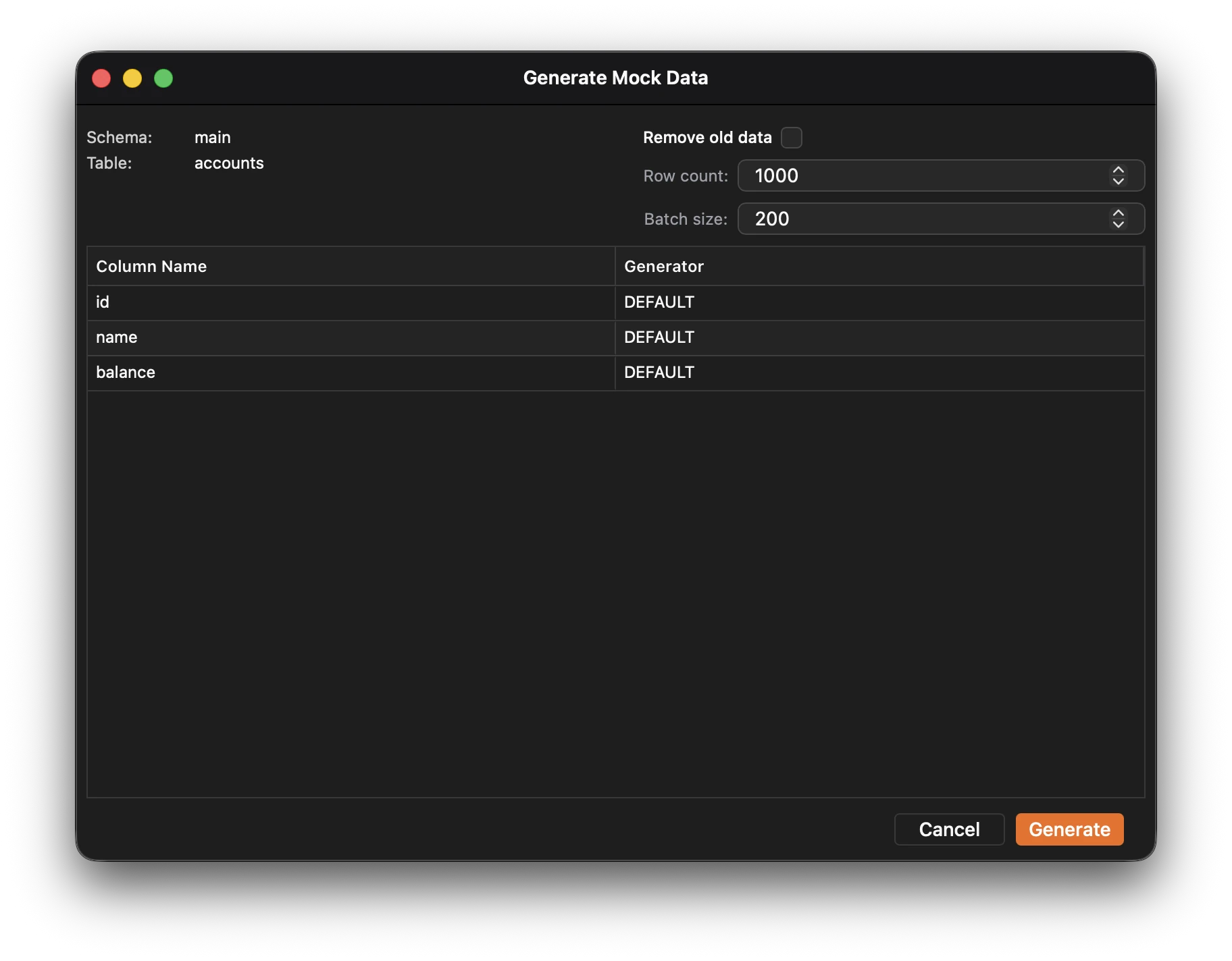 Generate Data Information