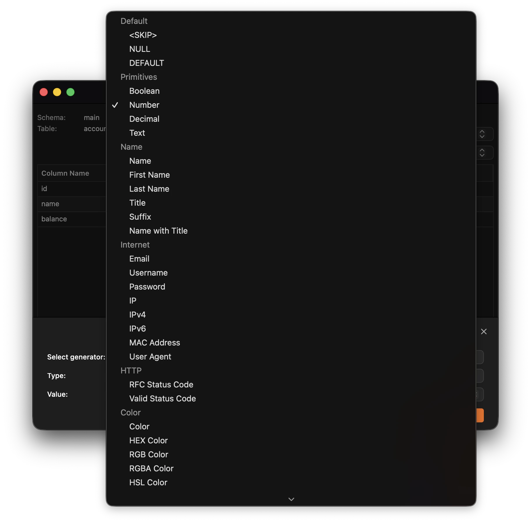 Generate Data Options